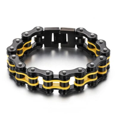 Men Bracelets，Punk Stainless Steel Biker Bicycle Motorcycle Chain Link Bracelets - Image 1 of 4