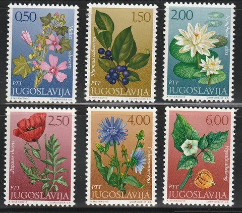 Yugoslavia    1971   Sc # 1056-61   Flowers   MNH   OG Cover