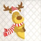 Q304# 3 x serviettes en papier simple pour découpage renne avec chapeau de Noël écharpe