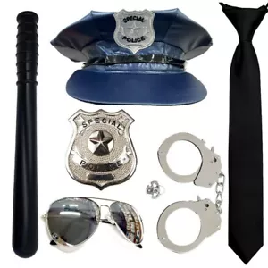 Blue Special Police Accessories Fancy Dress Set Costume Prop Cop Robbers - Picture 1 of 1