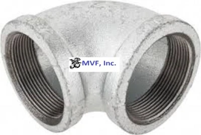 1/4" 150 Female NPT 90° Elbow Galvanized Malleable Iron Pipe Fitting <MI010241G - Image 1 of 4