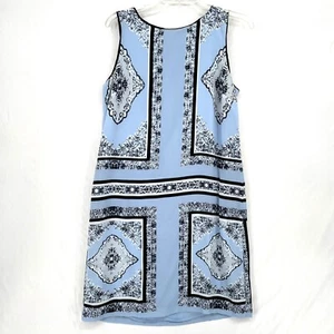 Philosophy Printed Dusty Blue Shift Dress Sleeveless Women’s Sz 10 Polyester - Picture 1 of 6