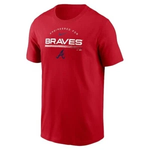 The Nike Tee 100% Cotton Atlanta "Engineered For" Braves Red Short Sleeve Shirt - Picture 1 of 2