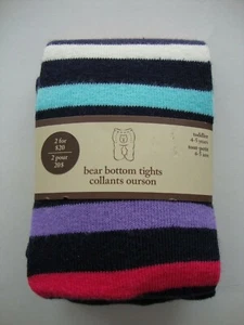 Baby Gap Navy Multi Color Strip Bear Bottom Tights Girl Size 4 - 5 Years - NEW - Picture 1 of 7