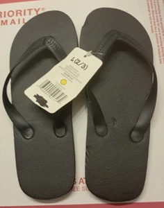 BOYS FLIP FLOPS BLACK SZ L 2/3 NEW NO TAGS UE10 - Picture 1 of 2