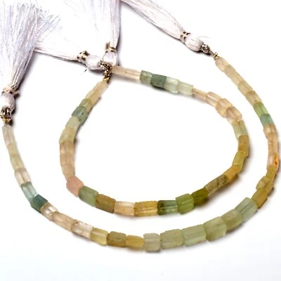 Natural Matte Finish Aquamarine Gems 7mm Unpolished Nugget Shape Beads 8" Strand - Image 1 of 4