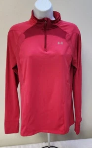 Under Armour Semi-Fitted Zip Pullover Jacket Pink Womens Size L Cold Gear - Picture 1 of 11