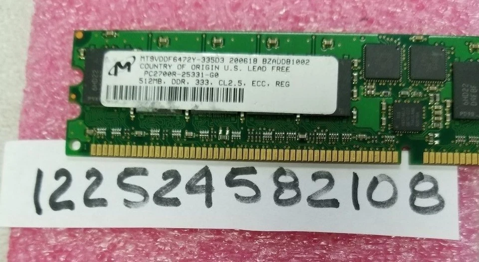512MB PC DDR DDR1 PC2700R DDR-333 2700 333 184PIN ECC-REG SINGLE RANK BANK 64X8 - Image 1 of 1