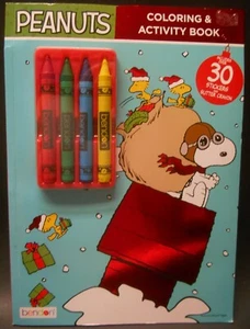 Peanuts Gang Snoopy Charlie Weihnachten Malbuch Aktivitätsbuch Aufkleber Buntstifte - Bild 1 von 2