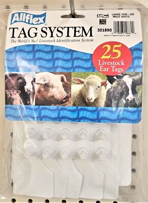 Allflex Global Large Blank Calf Ear Tags 25ct White