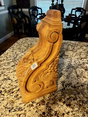 Aplique de pared con ménsula rústica estante tallado a mano madera maciza vintage 15” de alto Foto 1 de 4