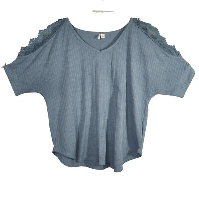 Top tejido hombro frío azul Cato cuello en V mujer talla L manga corta  Foto 1 de 4