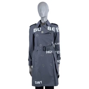 68993 auth BURBERRY grey cotton WHARFBRIDGE HORSEFERRY Trench Coat Jacket 2 XXS - Picture 1 of 6
