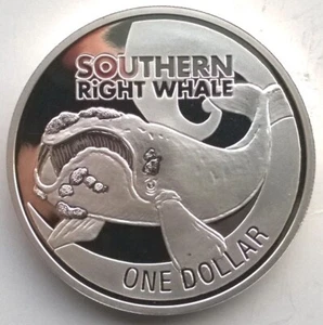 New Zealand 2009 Right Whale Dollar 1oz Silver Coin,Proof - Picture 1 of 2
