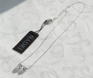 Nadri Cubic Zirconia Double Heart Necklace, Rhodium Plated, NWT - Picture 1 of 4