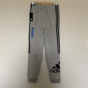 NWT Adidas Youth Sz L 14/16 Core 3-Stripes Fleece Joggers Sweatpants Gray Black - Picture 1 of 13