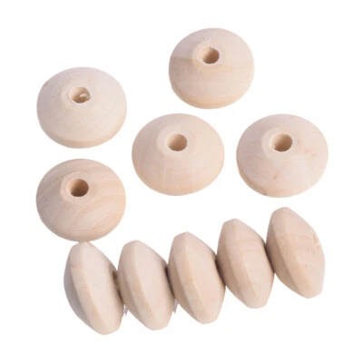 10pcs Rondelle 22mm Natural Wood Loose Woodcraft Beads for Jewelry Making DIY - Image 1 of 4