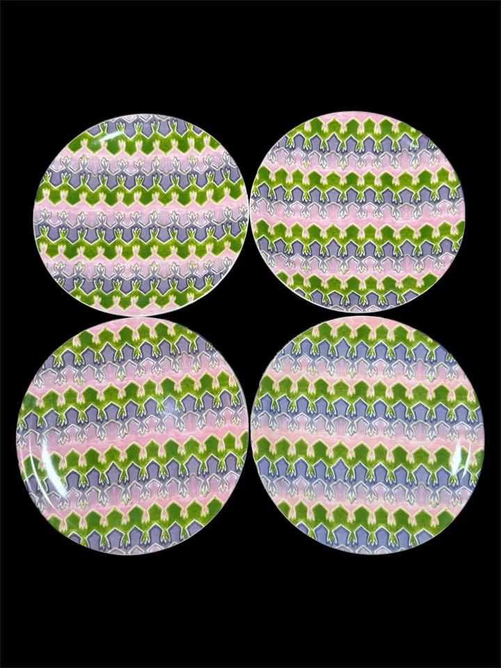 "Juego de 4 platos de canapé Anthropologie rosa púrpura verde aperitivo postre 6,75""" Foto 1 de 4