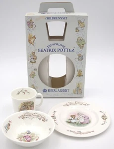 Royal Albert Beatrix Potter 3-Piece Children’s Bone China Set w/ Box 1986 - Picture 1 of 21