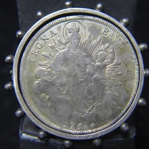 1756, Bavaria, Maximilian III  Silver "Madonna" Thaler Coin Spinner Pin/Broach - Picture 1 of 4