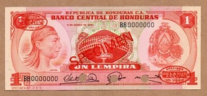 1974 HONDURAS * SPECIMEN * 1 Lempira ** UNC GEM ** p. 58s Billete - Picture 1 of 2