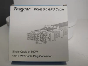 Cable de extensión de alimentación GPU Fasgear PCI-e 5.0 70 cm 600 W 16 pines 12 + 4 12 VHPWR macho - Imagen 1 de 2
