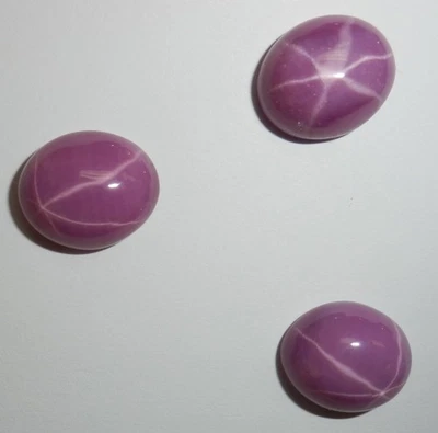 Opaque Star Ruby Oval 12x10 mm Cabochon 6 Rayed Lab-created Stone 3 pieces Lot - Image 1 of 4