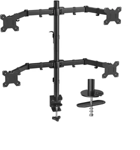 Articulating Quad Monitor Arm w/ Clamp Grommet Base Vesa Comp 17-32" Screen Size - Picture 1 of 16