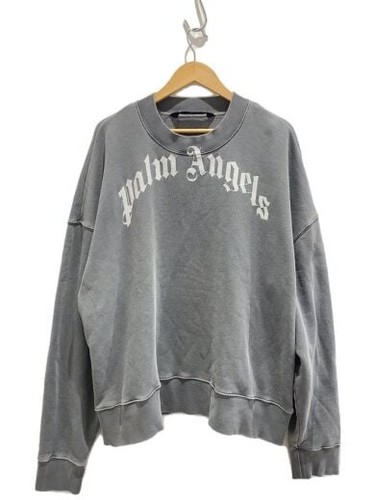 Felpa girocollo Palm Angels GD con logo curvo L Cotone GRIGIO