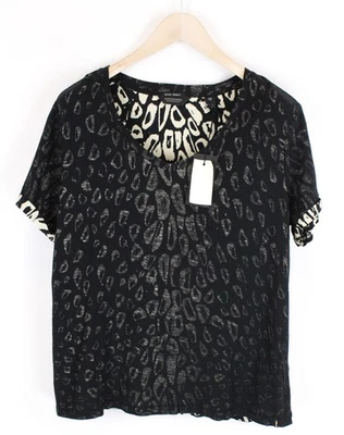 SCOTCH & SODA Women Top XS Animal Print Short Sleeve Double-Layer Crew Neck * - Image 1 of 4