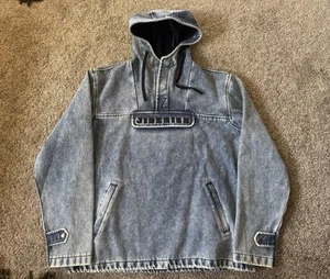 Jiberish Denim Hooded Pullover Jacket Quilted Lined Men’s XXL - Picture 1 of 9