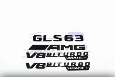 GLS63 AMG V8 BITURBO Emblem glossy Black Badge Combo Set for Mercedes - Image 1 of 2
