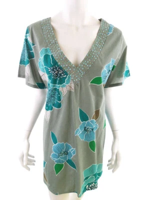 Agenda  T. 14 (42) Turquesa Corta Vestido mini Algodón 100% Manga corta Lentejue - Imagen 1 de 4