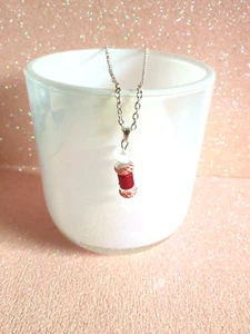 🎄Cute Handmade Glass Christmas Bonbon Pendant Silver Plated Necklace🎄 - Picture 1 of 9