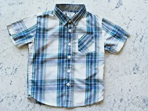 VOLCOM Button Up Short Sleeved Shirt~Size 4/Small~COTTON Blue & Green Plaid  - Picture 1 of 6