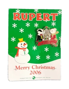 RUPERT BEAR MERRY CHRISTMAS 2006 ENAMEL PIN BADGE - Picture 1 of 1