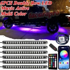 6 Tube RGB LED Rock Light Neon Glow Lamp bluetooth Music Control Underbody Bar - Picture 1 of 12