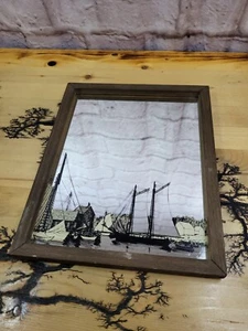Art Mirror Shipping Boats/Dock 10.5"x8.5" - Picture 1 of 6