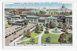 Vintage Postcard Providence Rhode Island Union Station Panorama State Capitol WB - Picture 1 of 4