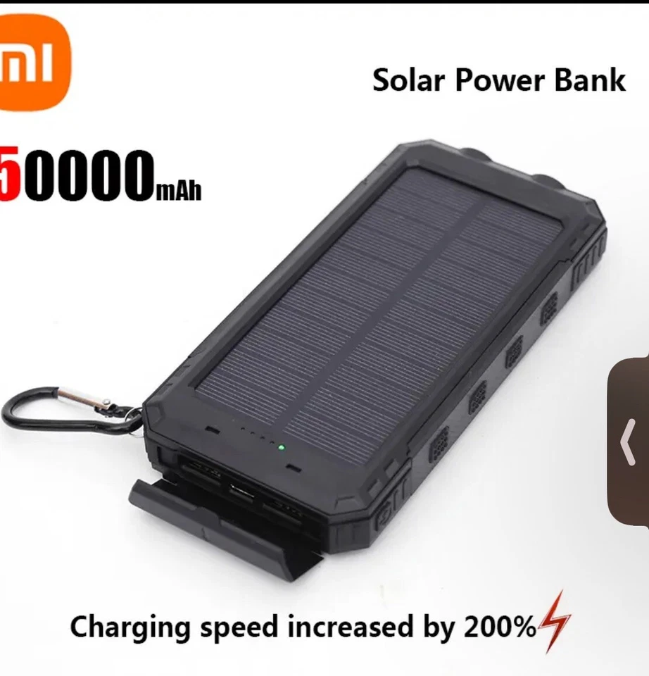 200000 mAh Portable External Solar Power Bank - Black/Orange - Image 1 of 1