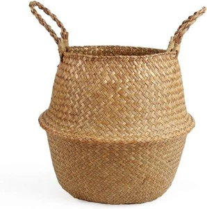 Woven Seagrass Belly Basket for Storage, Plant Pot, Laundry, Picnic and Grocery - Picture 1 of 9