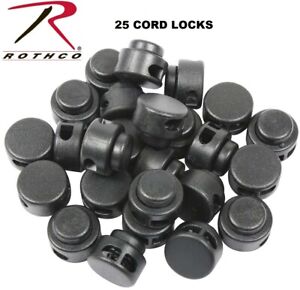 Black Small Double Barrel Cord Locks Great For Using W/ Paracord (25-Bag) 243