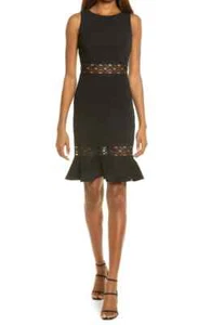 Lulus In the Name of Love Black Crochet Lace Trumpet Bodycon Ruffled Dress Small - Picture 1 of 10