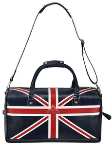 Union Jack Leather Bag Navy Weekend Travelling Holdall Real Leather Product - Picture 1 of 6