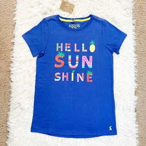 New JOULES Cute Girl’s Print “Hello Sun Shine” Short Sleeve T-Shirt Size 11-12 - Picture 1 of 4
