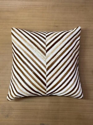 Premium Quality Leather Hairon Cushion Cover 18x18 Hand made Stylish Pillow 5 - Image 1 of 4
