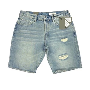 AllSaints Men's Switch Short Damaged Raw Hem Button Fly Jean Shorts Size 33 NWT - Picture 1 of 9