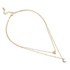 Fashion Women Multilayer Love Heart Moon Pendant Choker Necklace Jewelry .w7