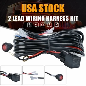 2-Lead Wiring Harness Kit For LED Light Bar 12V 40Amp Relay Fuse ON-Off Switch - Bild 1 von 12