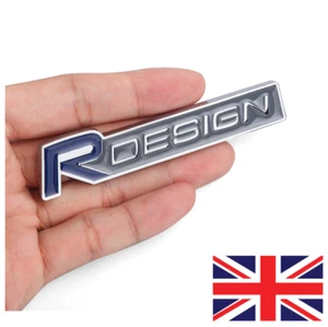BOTA DE INSIGNIA R DESIGN emblema azul plateado SE ADAPTA a Volvo XC60 V70 S60 V40 V60 C30 V50 - Imagen 1 de 3